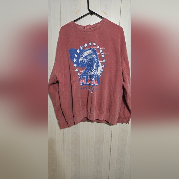 Red Graphic Hoodie with Eagle Design - Picture 1 of 5
